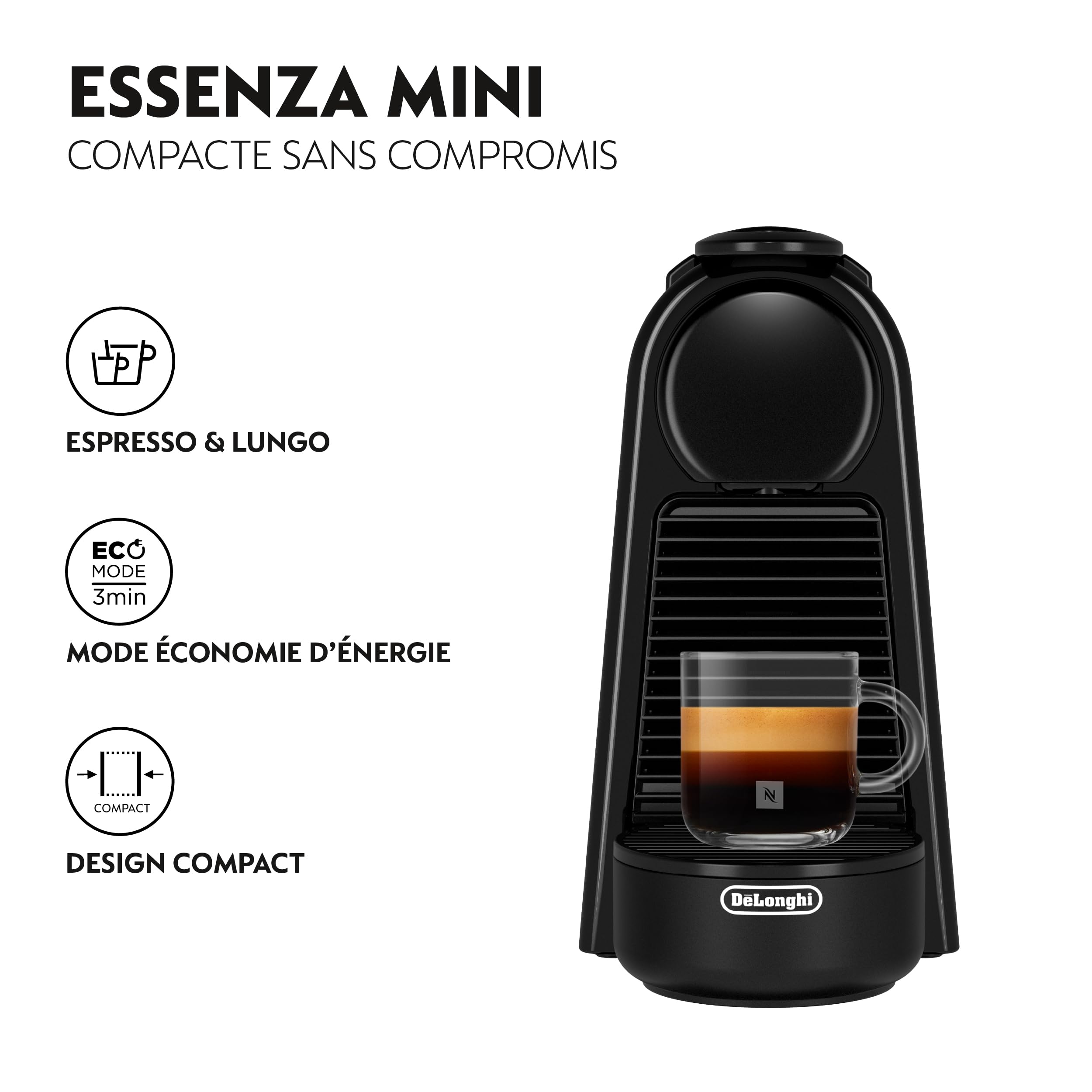 Machine à Café Noir Piano | 19 Bars | Expresso Lungo | Toriva