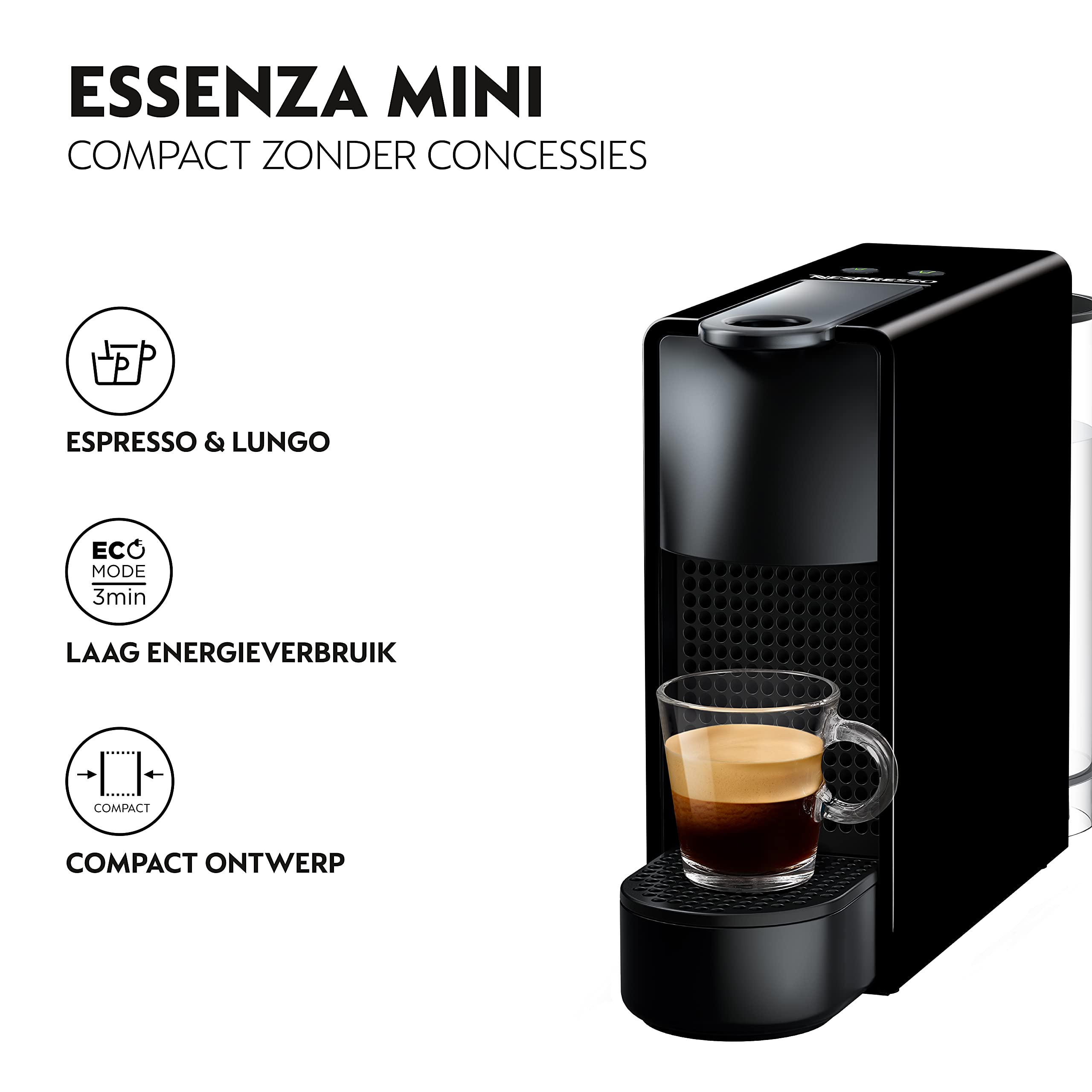 Cafetière à Capsules Noire | Expresso & Lungo | Compacte | Toriva